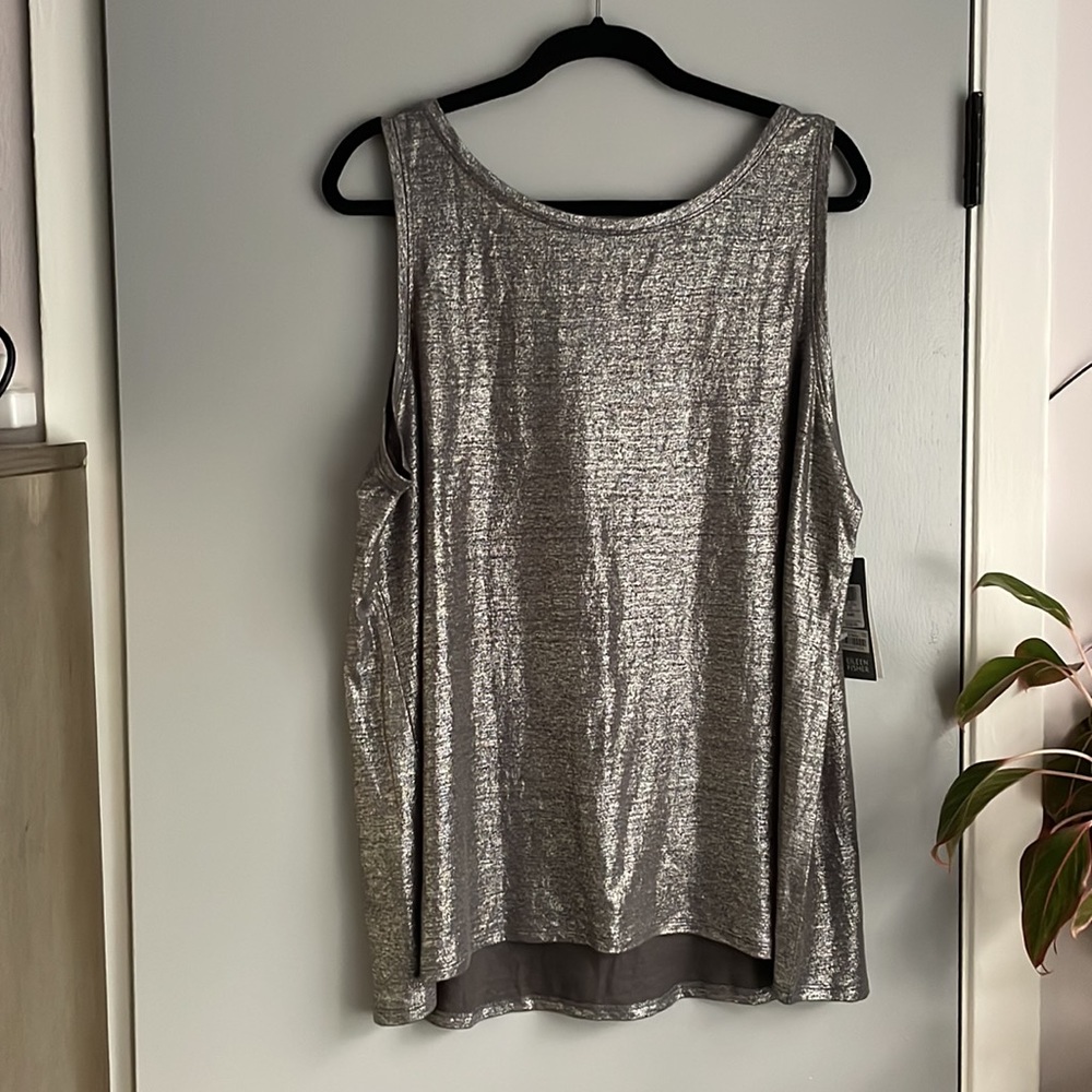 Eileen Fisher linen u- neck long tank, size XL, new - Picture 3 of 7